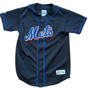 Vintage New York Mets Jose Reyes Youth Black Baseball Jersey Size Large MLB